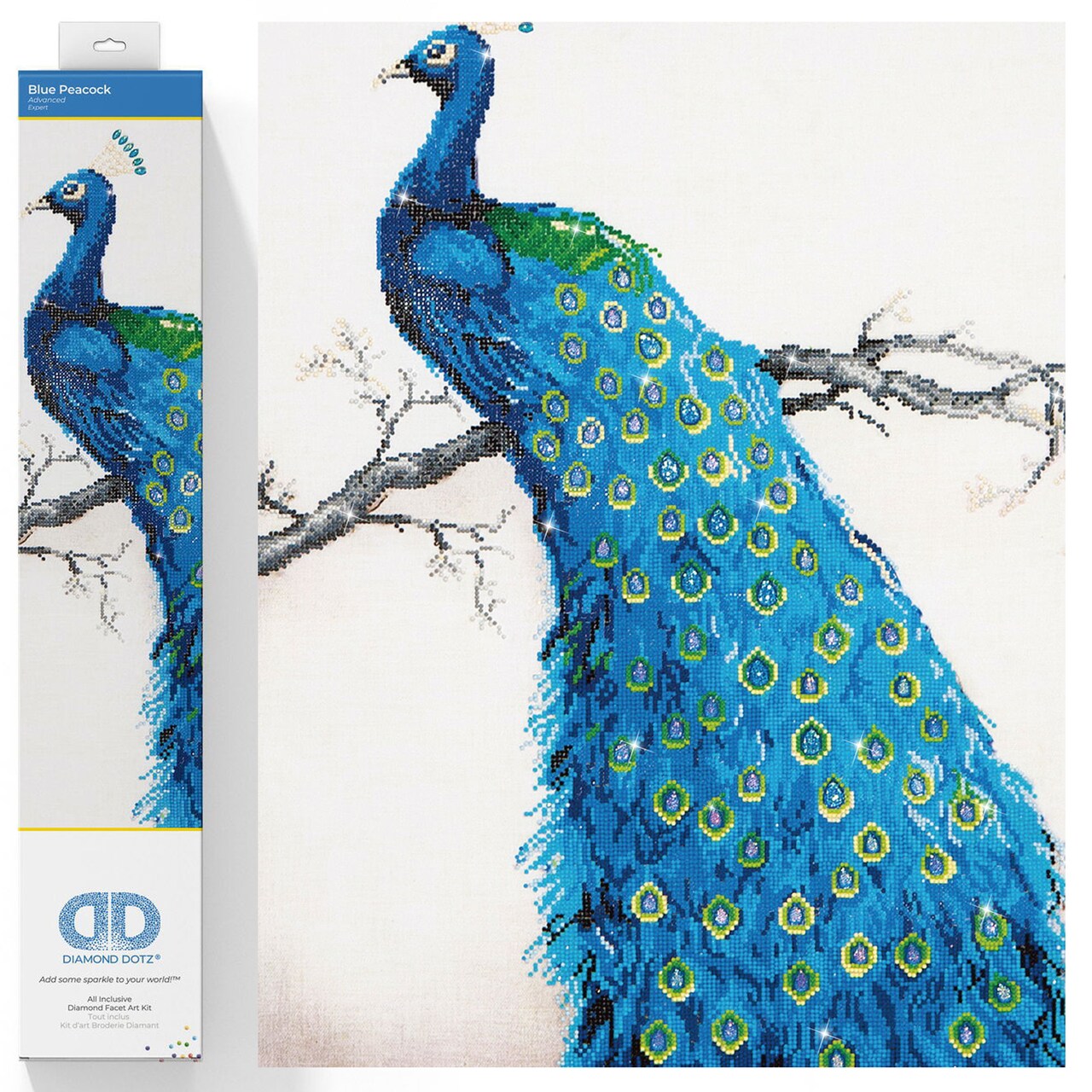 Diamond Dotz Blue Peacock Diamond Painting Kits for Adults - Diamond Art Kits a Relaxing Creative Craft Kit with Dotz Gems 33.1x23.6